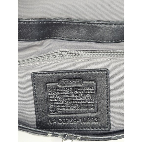 COACH Twist Lock Shoulder Bag Black Canvas Leather Trim C0769-10993Braided - Picture 7 of 11